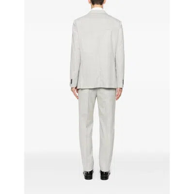 Caruso Norma Double-breasted Check-pattern Suit In Gray