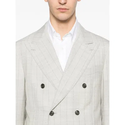 Caruso Norma Double-breasted Check-pattern Suit In Gray