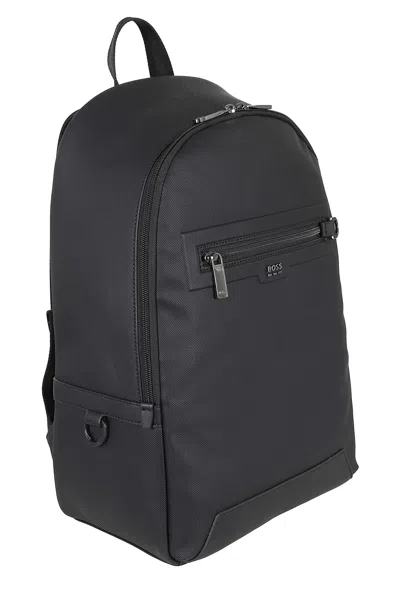 Hugo Boss Polyester Backpack In Black