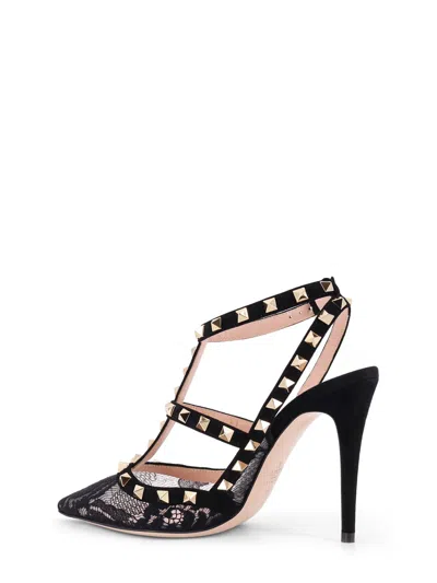 Valentino Garavani Valentino Rockstud 100 Lace And Suede Pumps In Black
