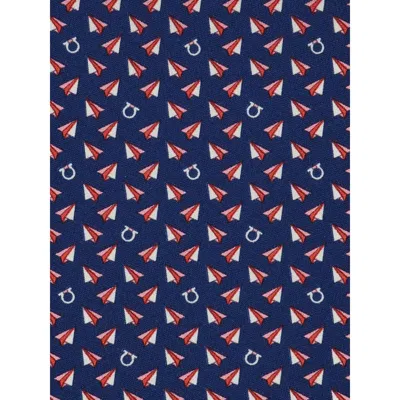 Ferragamo Print Silk Tie In Purple