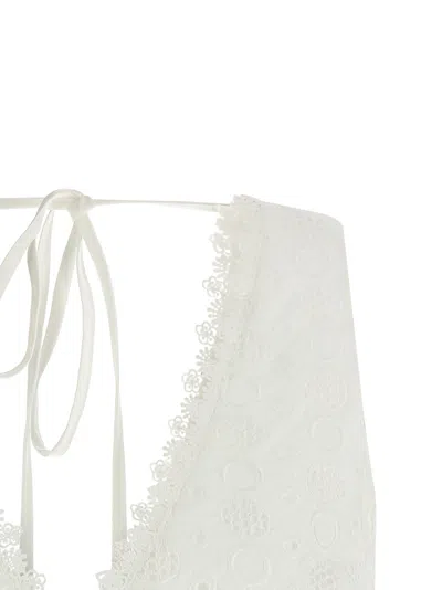Pinko Kiersten Top Eyelet Lace Peplum Sleeveless In White