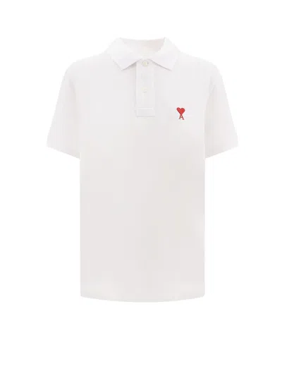 Ami Alexandre Mattiussi Ami Paris Men Cotton Polo Shirt With Iconic Embroidery In White