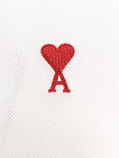 Ami Alexandre Mattiussi Ami Paris Men Cotton Polo Shirt With Iconic Embroidery In White