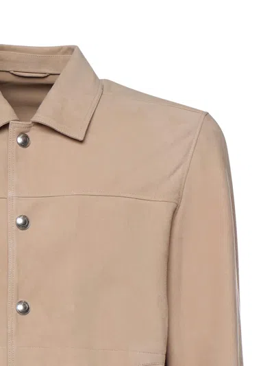 Eleventy Buttoned Suede Jacket In Brown