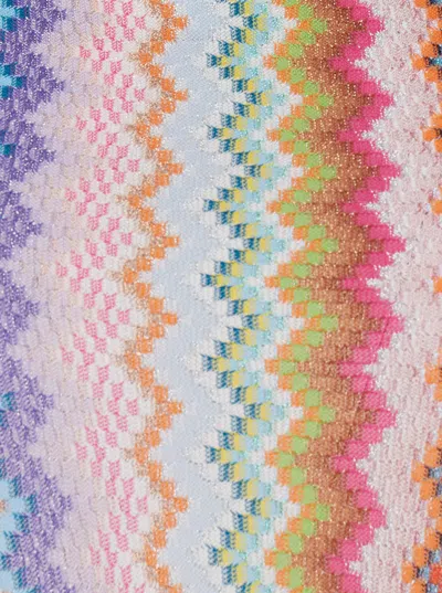 Missoni Short Jumpsuit In Lame Viscose With Pixel-effect Zigzag Pattern In Multi