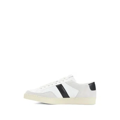 Tom Ford Panelled Suede And Grained Leather Sneakers In White