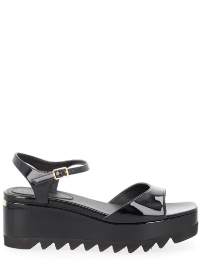 Stella Mccartney Platform Sandals Nylon Ankle Strap Silk Upper In Black