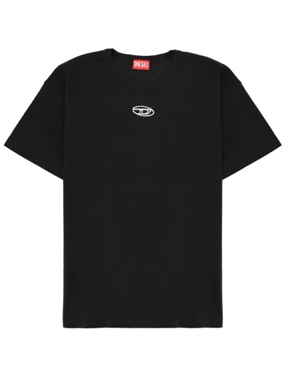 Diesel Mens 900 T-norm-iod Logo-embroidered Cotton-jersey T-shirt In Black