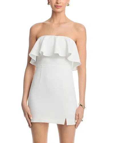 French Connection Whisper Strapless Frill Mini Dress In White