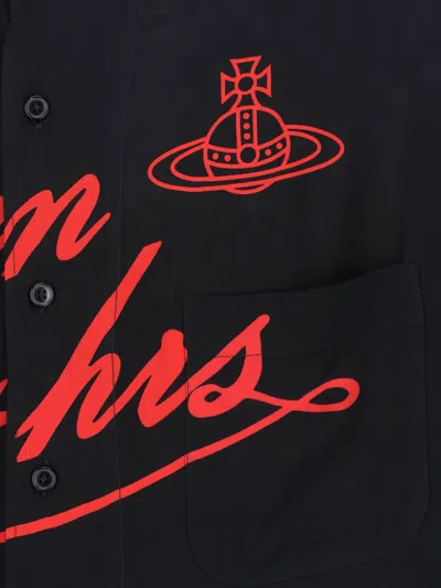 Vivienne Westwood Mens Black Open 24h Bowling Short-sleeves Woven Shirt Xl