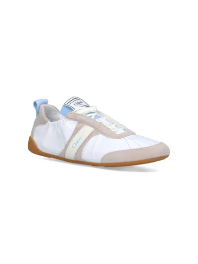 Chloé White Calf Leather Bos Taurus Athletic Sneakers In Multi