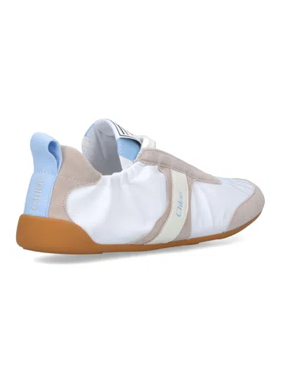 Chloé White Calf Leather Bos Taurus Athletic Sneakers In Multi