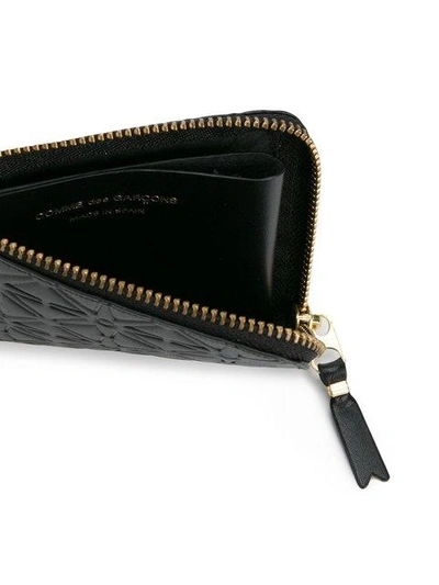 Comme Des Garçons Clover Embossed Zip Fold Wallet In Black