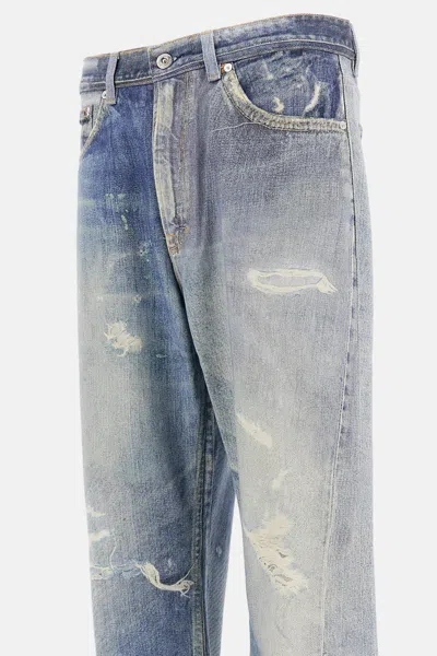 Our Legacy Mens Digital Denim Print Third Cut Faded-wash Denim Jeans In Blue