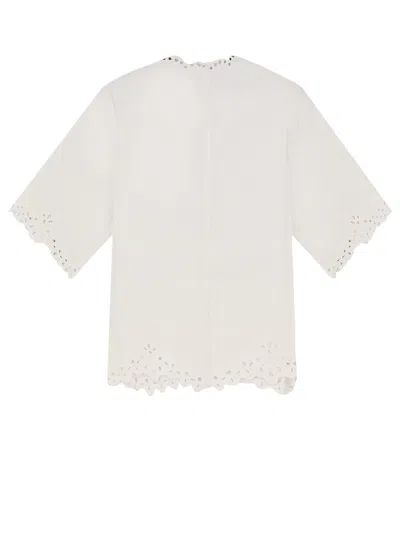 Isabel Marant Étoile Blusa Bianca A Maniche Corte Con Scollo A V E Orlo Smerlato Marant Etoile In White