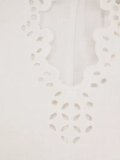 Isabel Marant Étoile Blusa Bianca A Maniche Corte Con Scollo A V E Orlo Smerlato Marant Etoile In White