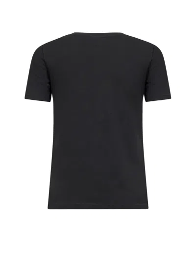 Chloé Women Black Crewneck T-shirt With Maxi Logo Print On The Front In Cotton Woman