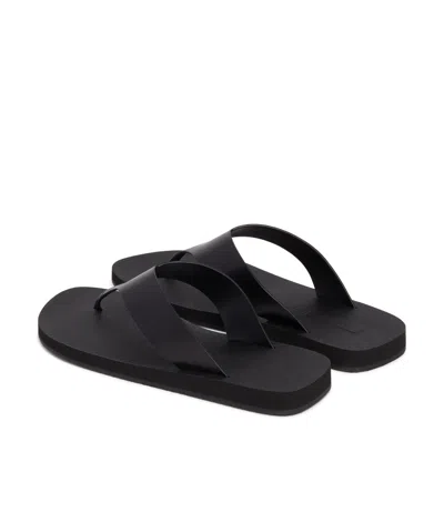 The Row Dune Classic Ginza Leather Flip Flops In Black