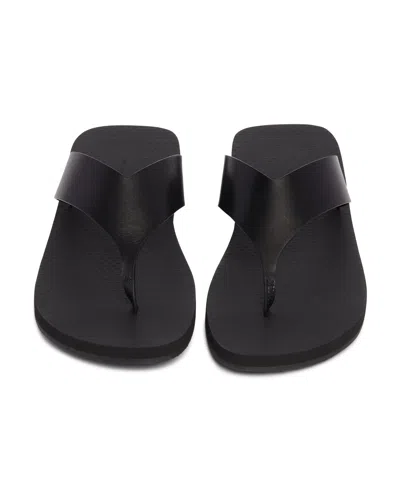 The Row Dune Classic Ginza Leather Flip Flops In Black