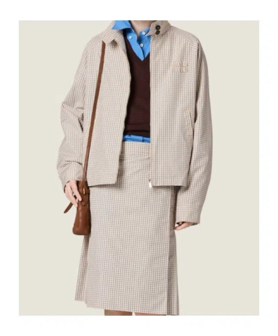 Miu Miu Checked Technical Fabric Blouson Jacket In Gray