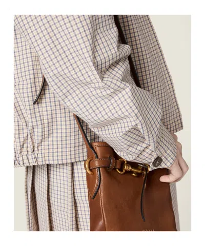 Miu Miu Checked Technical Fabric Blouson Jacket In Gray