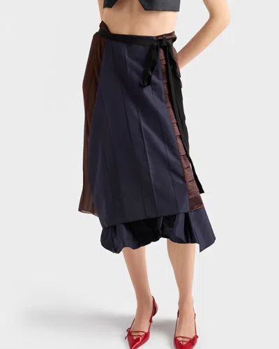 Prada Silk Faille Patchwork Midi Wrap Skirt In Multi