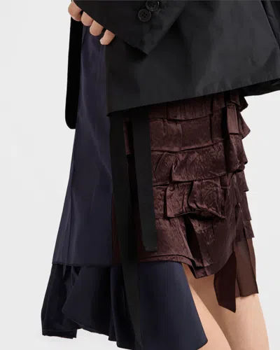Prada Silk Faille Patchwork Midi Wrap Skirt In Multi