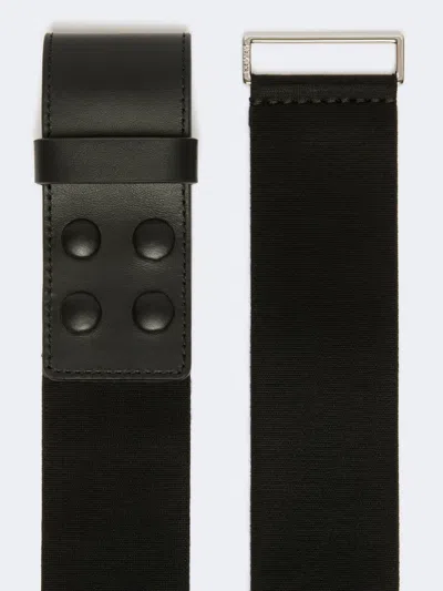 Max Mara Elasticated Webbing And Leather Wide Belt In Black