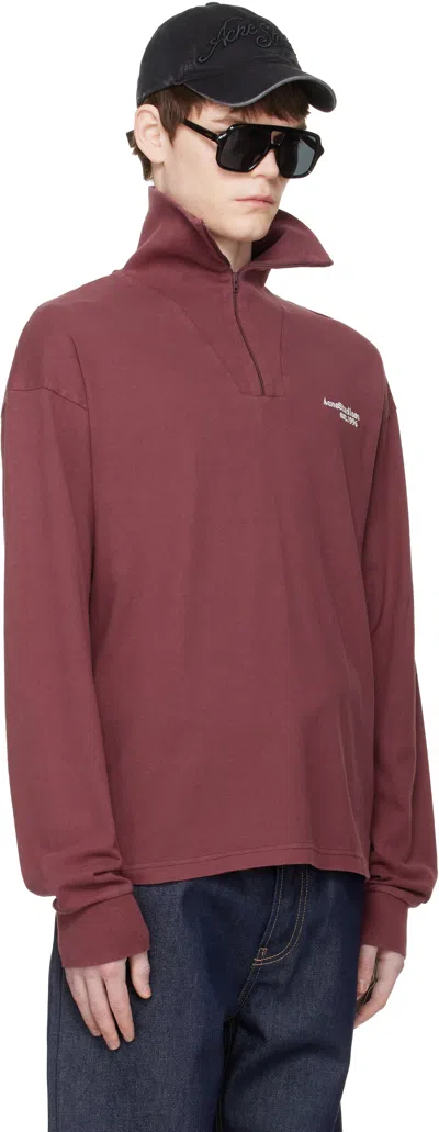 Acne Studios Red Zip-up Logo Sweatshirt In Red