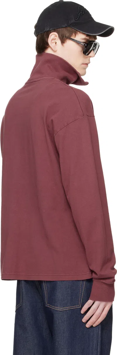 Acne Studios Red Zip-up Logo Sweatshirt In Red