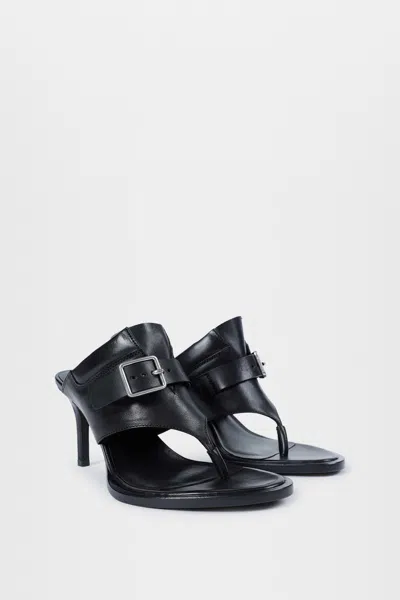 Ann Demeulemeester Bri Heeled Thong Sandals In Black
