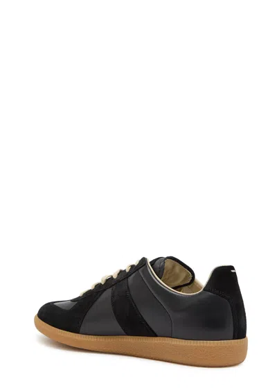 Maison Margiela Casual Low Top Sneakers With Suede Panels In Black