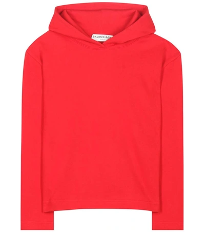 Balenciaga Cotton French Terry Crop Hoodie In Rouge