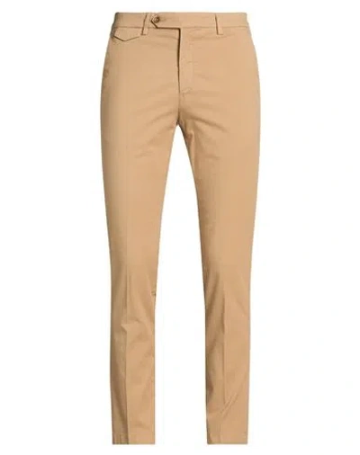 Paoloni Man Pants Light Brown Size 38 Cotton, Elastane In Brown