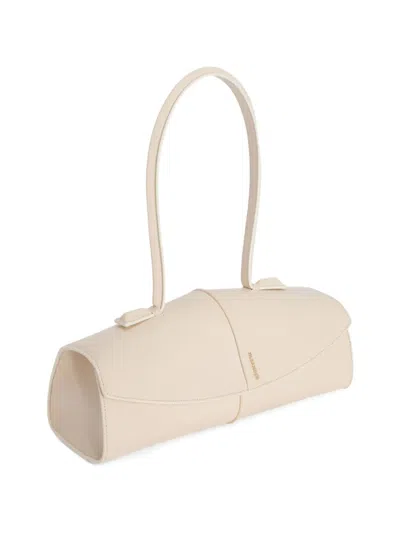 Jil Sander Linea Angular Leather Shoulder Bag In Neutral