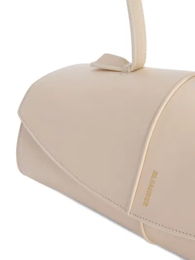 Jil Sander Linea Angular Leather Shoulder Bag In Neutral