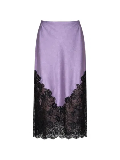 Fleur Du Mal Juliet Lace And Silk Skirt Lavender Smoke In Purple