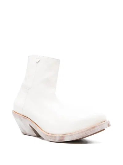 Egonlab Spike Leather Boots In White