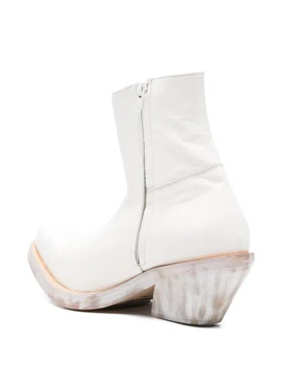 Egonlab Spike Leather Boots In White