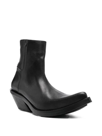 Egonlab Spike Leather Boots In Black
