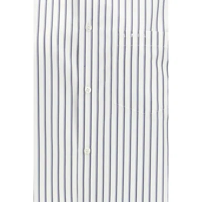 Balenciaga Women White Shirt With Button-down Collar Striped Motif And Front Pocket In Cotton Woman In Multi