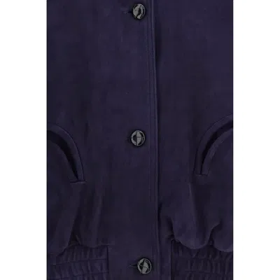 Blazé Milano Womens Nuit Charlie Oversized Suede Bomber Jacket In Purple