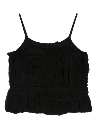 Comme Comme Ruffled Top In Black