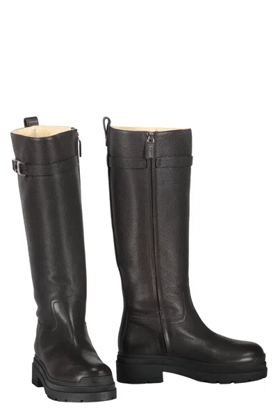 Ferragamo Leather Boots In Multi