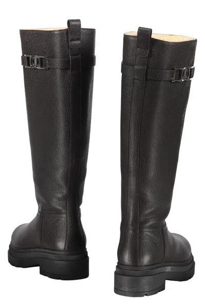 Ferragamo Leather Boots In Multi