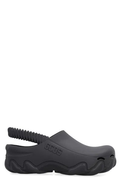 Gcds Embossed-logo Slingback Clogs In Black