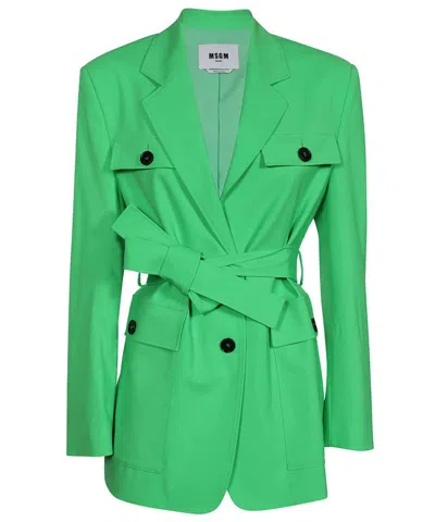 Msgm Virgin Wool Jacket In Green
