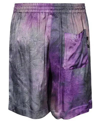 Msgm Printed Viscose Bermuda-shorts In Purple