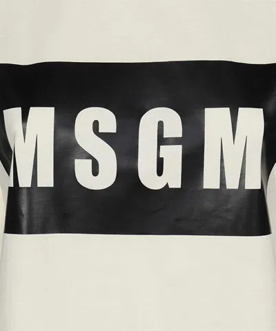 Msgm Printed Cotton T-shirt In White
